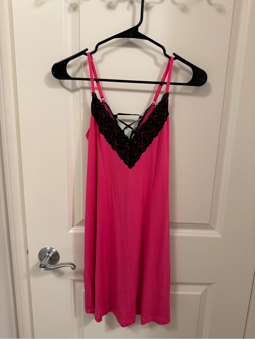 La Vi en Rose Pink and Black Lace Modal Nightie size small
